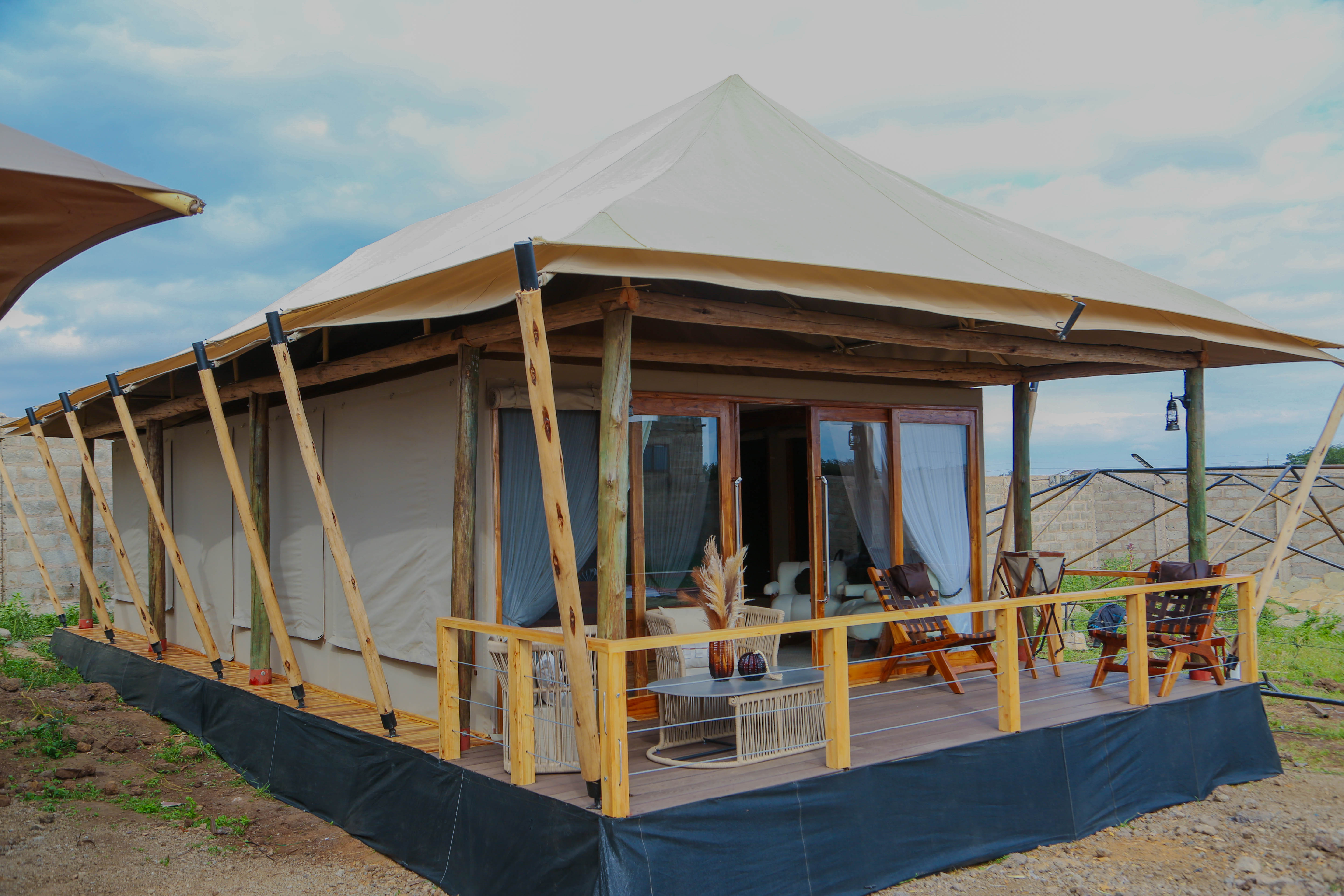 House of Canvas tent accommodation with wooden deck